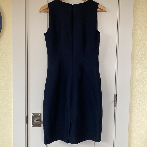 Navy wool/silk J Crew dress with POCKETS - Picture 3 of 5